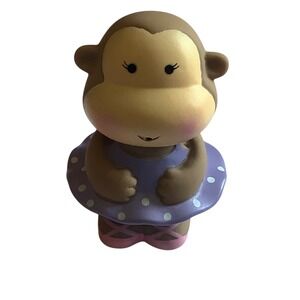 Elegant Baby Monkey Figurine Ballet Purple Polka Dot Dress 3" Bath Squirties
